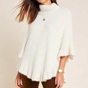 Anthropologie Falling Snow Ruffled Poncho